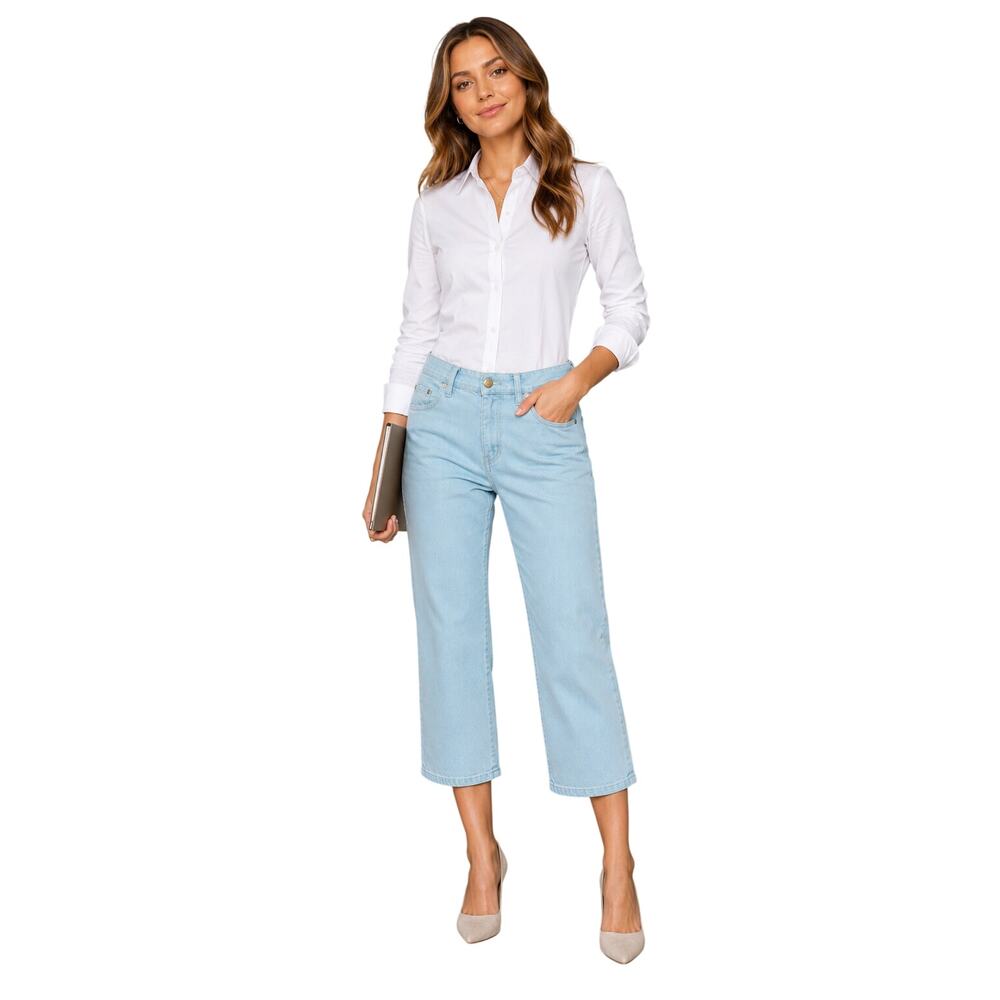 Talbots sz 8 light blue cropped career casual pants ankle EUC colorful fun